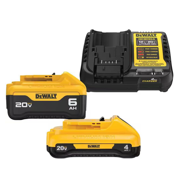 DEWALT 20V MAX Lithium-Ion 6.0Ah and 4.0Ah Battery and Charger Starter Kit